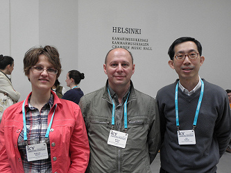 Olessia Kolsova, director of LINIS,  Sergei Koltcov, dep.director of LINIS, and Ee-Peng Lim, director of Living Analytics Research Centre, Singapore.